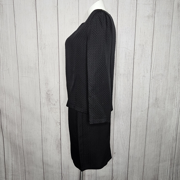 Vintage 80s Hino & Malee Black Quilted Wool Blend Skirt Set, Top (M) Skirt (L) - Picture 4 of 7